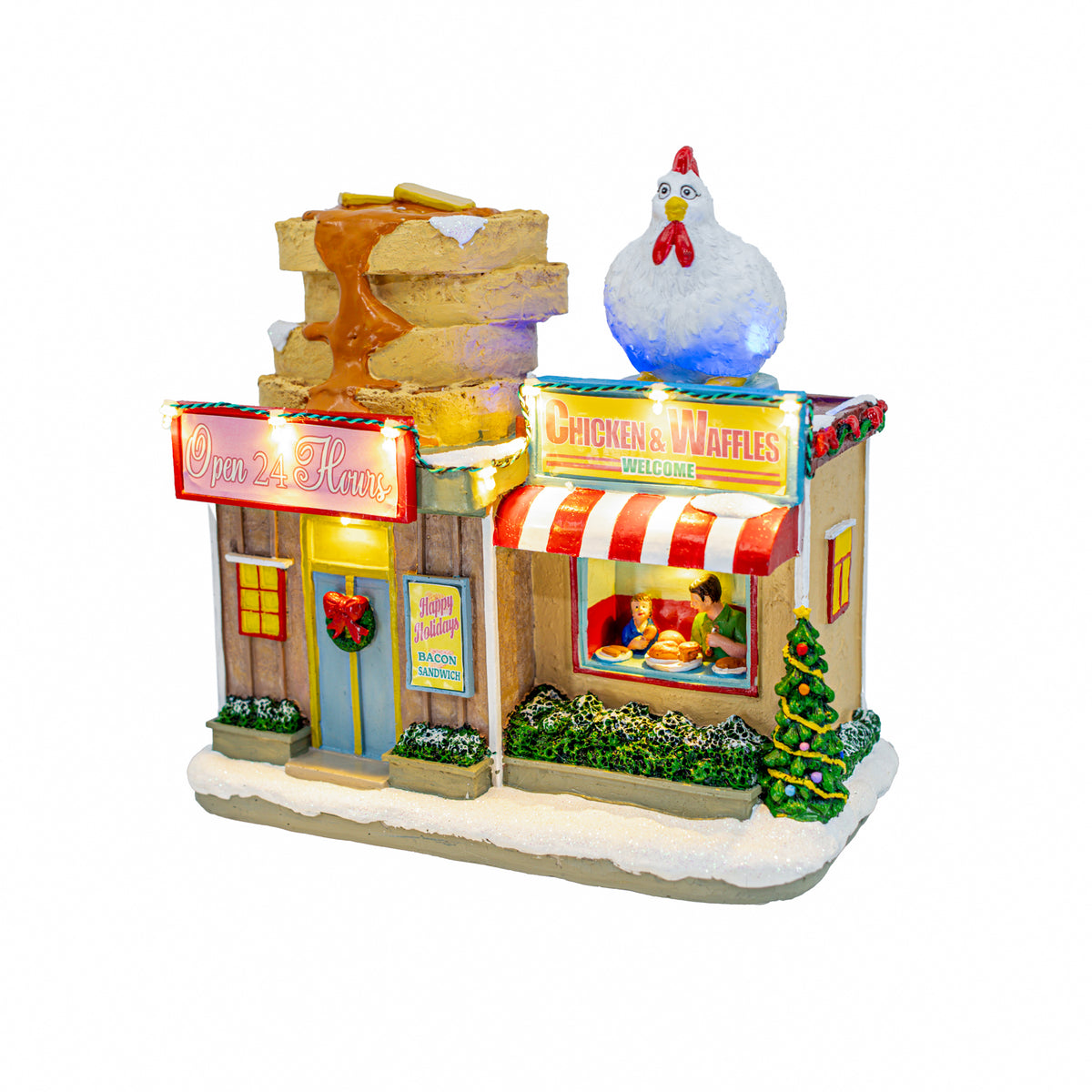 Chicken and Waffles Restaurant Animated Christmas Village Decoration