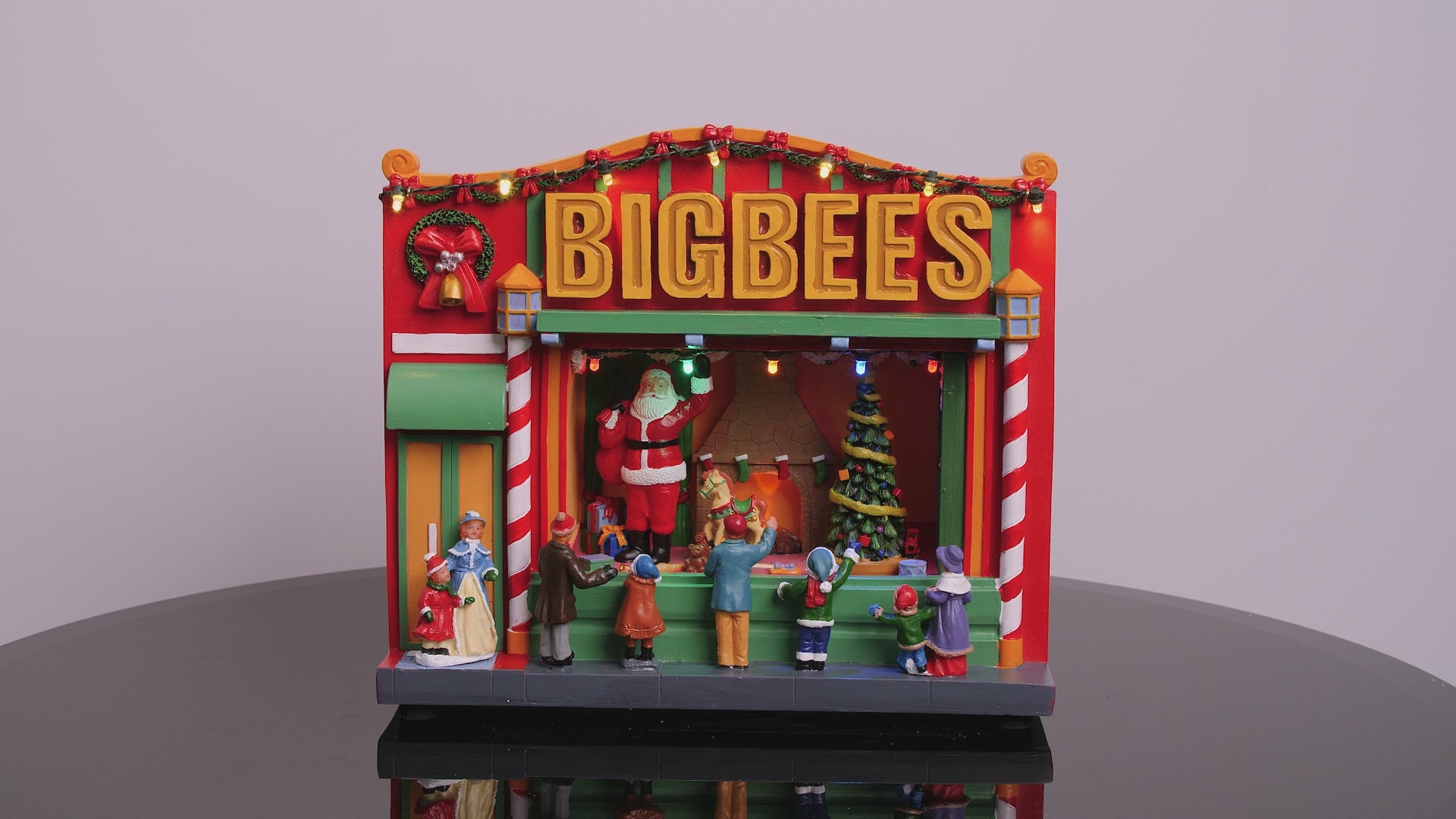 BigBees Retro Department Store with Window Display Animated Christmas Village Decoration