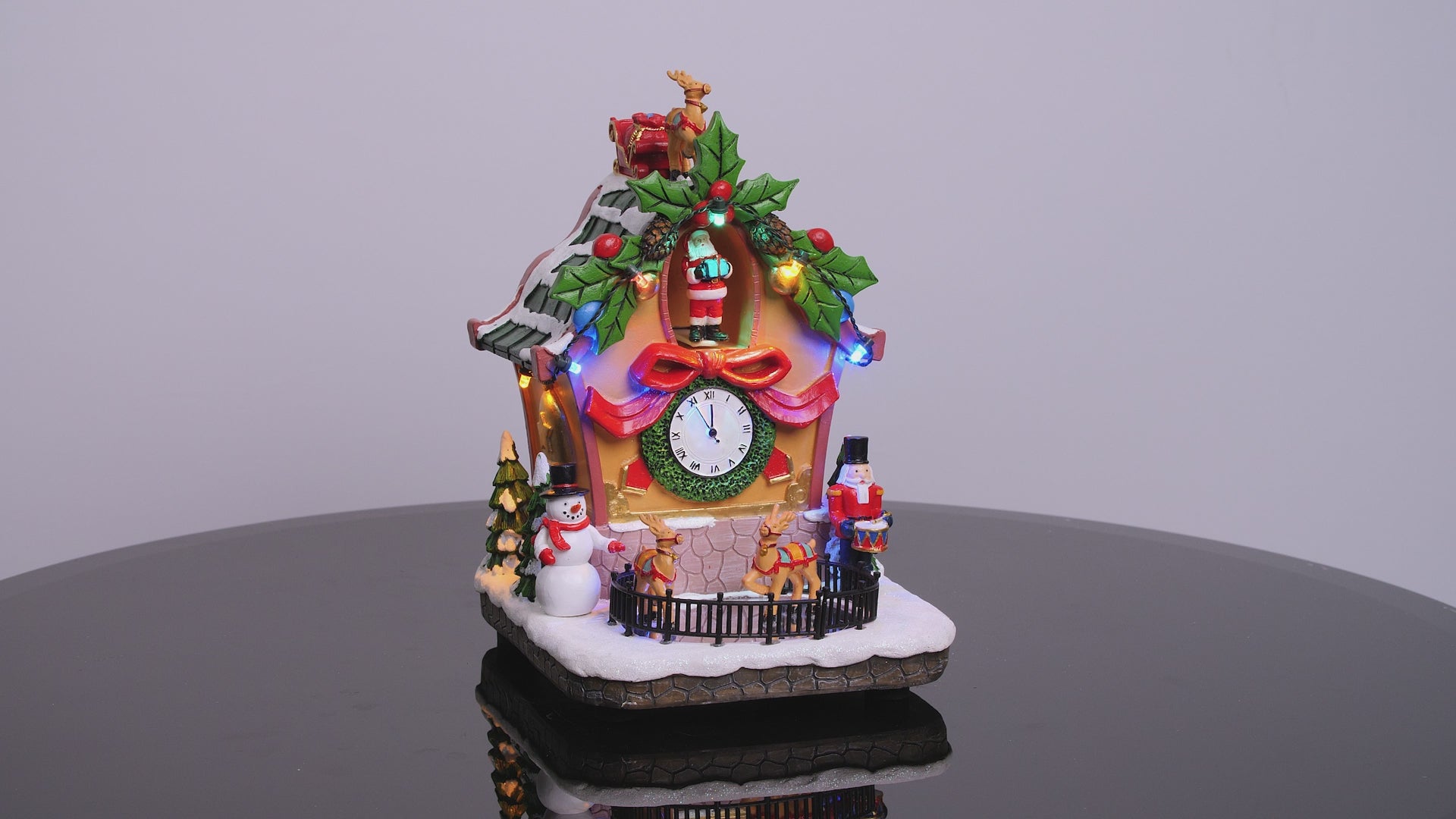 Holiday Cuckoo Clock with Animated Santa Christmas Village